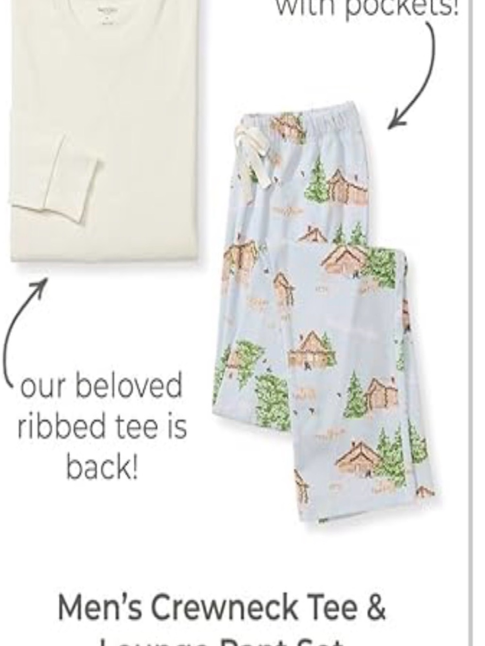 Men's Burt’s Bees Baby Cabin-Print Pajama Set large